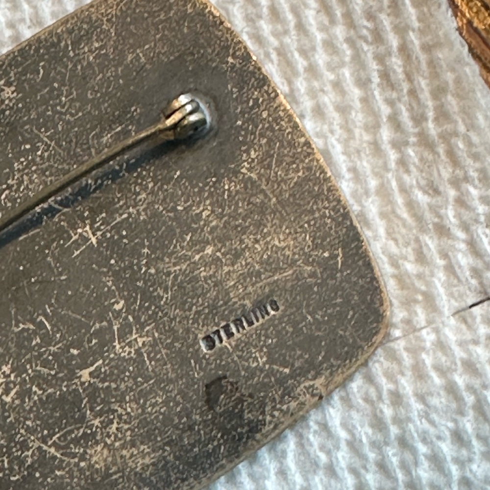 Abstract Brass-Tone Geometric Pin - Picture 2 of 2